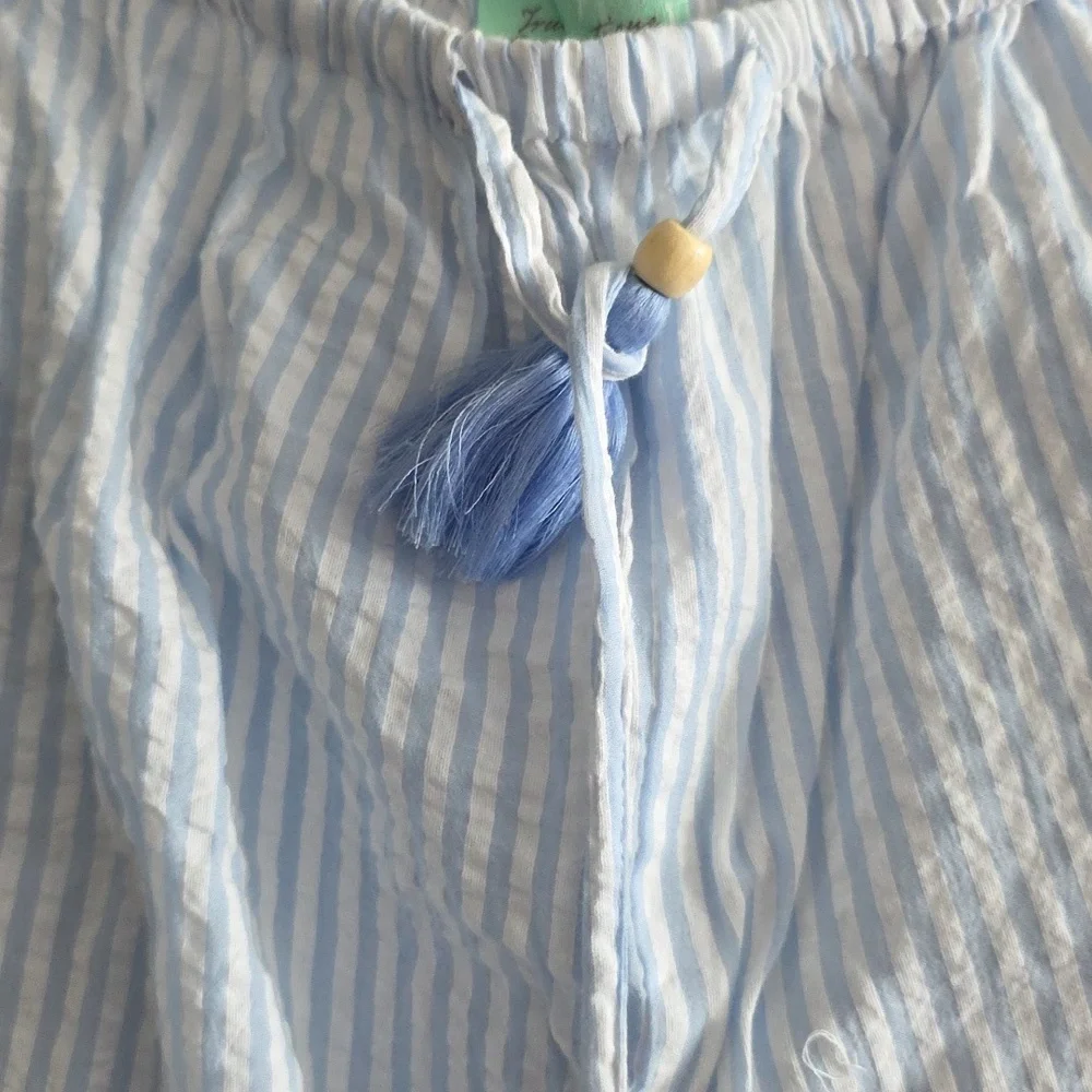 Cotton Blue /White Striped Pantsuit Wideleg. Light And Airy - Picture 2 of 4